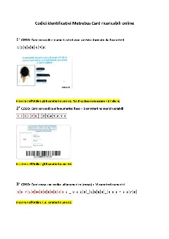 Codici identificativi Metrebus Card ricaricabili online